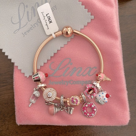 Linx Rose Gold Snake Chain Bracelet with Sweets Themed Charms - Picture 4 of 9